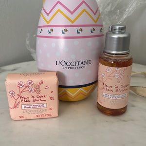 LIMITED EDITION L’OCCITANE NEW EASTER EGG TIN W/🍒BLOSSOM SHOWER GEL & BAR SOAP!